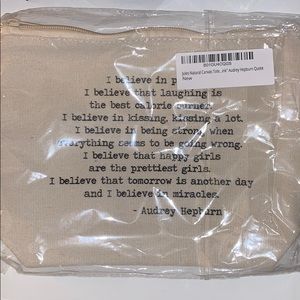 Jules Natural Canvas Tote with Audrey HepburnQuote